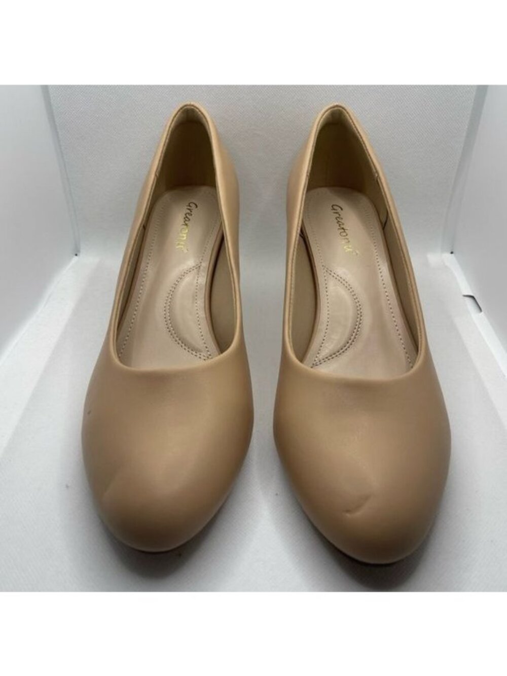 Greatonu Women's Round Toe Low Heels Closed Toe Dress Shoes, Size 10, New - Picture 3 of 10